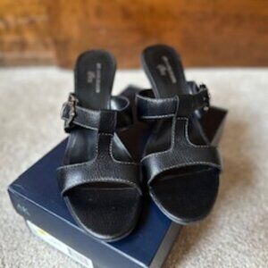 Anne Klein | Women's Zeek Black Leather Sandal (Size 11M) - NEVER WORN